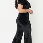 Blue Blush  Black Velvet Front Tie Jumpsuit L NWT Photo 2