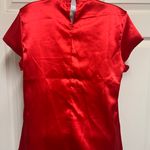 SheIn VCAY Red Twist Front Keyhole Back Satin Blouse Photo 7