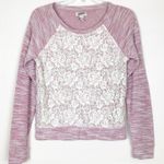 Arizona Jeans Arizona Space Dye Pink & Cream Pullover Lace Sweater Size Small Photo 0