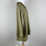 Habitat Blouse Top Womens Large Green Shimmery Metallic Button Up Collared Shirt Photo 4