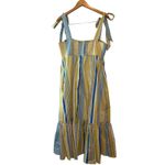 Cara Cara Campbell Multi Stripe Cotton Summer Midi Dress Size M Blue Photo 2