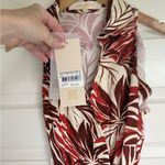 NWT Studio F Sleeveless Romper Shorts Collar Floral Tropical Rayon Red Ivory 10 Photo 5