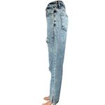 Pretty Little Thing Distressed Straight Wide Leg High Rise Split Hem Denim Jeans 0 Photo 1