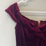 PremierAmour Red Velvet Off the Shoulder dress | Size 10 Photo 2