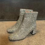 Women’s Silver Glitter Covered Chunky Heeled Party Boots Zipper Size 10.5 NEW Silver Photo 2
