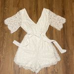 Boutique White Lace Romper Photo 0