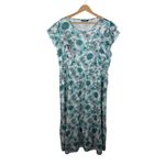 Bloomchic Floral Midi Dress Sz 18/20 Stretch Waist Bloomcore Flowy Boho Cottage Green Photo 1