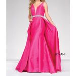 Jovani  Fuchsia‎ V Neck Embellished Belt Prom Dress 42401 SIZE 6 Photo 7