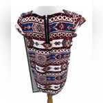 Pink Rose Polyester Aztec Printed Blouse Top Size Large Photo 2