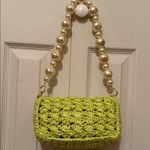 BTB Los Angeles Shiloh Green Woven Clutch/Shoulder Bag with Pearl Handle Photo 2