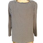 ZARA  Black & White Long Sleeve Flowy Hi-Lo Popover Blouse ~ Women's Size MEDIUM Photo 3