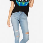 Lauren Moshi EUC Black Peace Lips Graphic Tee | Soft Cotton Blend Size S Photo 0