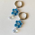 Handmade quality Czech glass beads 2WAY hoop dangle earrings🩵 Photo 4