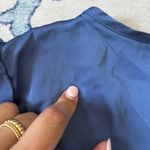 SheIn  Blue Satin Blouse with Puff Sleeves Faux Button Up V-Neck Medium NWT Photo 6