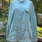 Ralph Lauren  Women L Turquoise Windbreaker Jacket Hoodie Zip w/snaps Photo 0