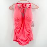 La Blanca  Tankini Top Size 12 NWT Island Goddess Hot Coral Halter Neon Swim Photo 1