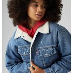 Levi's Premium Women's '90s MICRO DAMAGE Sherpa Truck Large Imbued Windsor Wine Photo 5