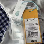 Kona Sol Large (12/14) Swim 1-Piece Ruffled Checked Padded Cup Lined Ruched Blue Photo 5