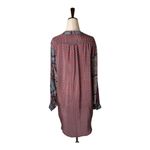 Tolani  Shirt Women Medium Pink Blue‎ Silk Geometric Long Sleeve Tunic Top Boho Photo 1