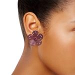 Kate Spade NEW  Leather 3D Floral Earrings Russet Red Photo 1