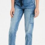 American Eagle NWT Denim Joggers Womens 2 Short Rocky Blue Cargo High Rise 90s Photo 0