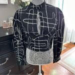 Good Soul Black White Abstract Open Back Tie Blouse High Neck size Medium Photo 1
