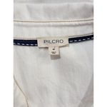 Anthropologie Pilcro Womens Shirt Beige Ruffle Denim Button Down Blouse Medium White Photo 3