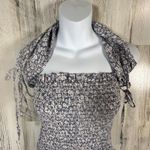 Mable Dusty Blue Floral Midi Dress M | Smocked Halter | Ruffle Hem | MSRP $90 Size M Photo 3