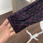 Free People Black Pink Micro Mesh Boho Floral Flower Crop Cropped Blouse Top XS Photo 6