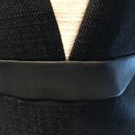 Ann Taylor Day Dress Stretch Poly Blend Black Tan White Dbl V Neck Lined Zipper Photo 8