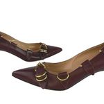 Gianvito Rossi  Clash 55 Brown Leather Pointed Toe Buckle Slip On Heels Pumps 9 Photo 4