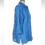 Coldwater Creek  Azure Blue 100% Linen Lightweight Button Down Blouse Size Large Photo 1