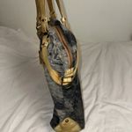 Anthropologie Schuler & Sons Tie Dyed Cotton Blue Canvas & Tan Leather 18" Bag Photo 1