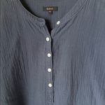 Quince navy organic cotton rolled sleeve gauzy blouse Blue Size XL Photo 4