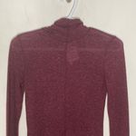 Free People Bordeaux linen blend mock neck base layer long sleeve tee size XS Photo 2