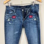 Driftwood Jeans Womens 29 Embroidered Flower Distressed Blue Denim Skinny Photo 5