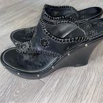 Jack Rogers Jack Roger’s Leather Wooden Wedge Platform Sandals Photo 1