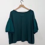 Free People  We The Free Blossom Tee Blouse Top Puff Sleeve Cotton Teal Medium Photo 3