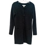 Ellen Tracy Ellen Tracy Wool Cardigan Sweater Women's Small Charcoal Career Classic Preppy Photo 2