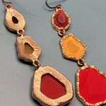 Sunset red and yellow acrylic crystal drop hook earrings Photo 2