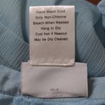 Soft Surroundings  Womens Tunic Dress Ice Blue Floral V Neck Metallic Eyelets L Photo 8