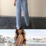 Windsor Blue And White Striped Cross Back Jumpsuit  Photo 0