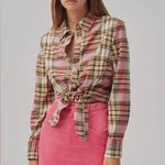 The Fifth Label  Grid Check Shirt Sage With Pink Photo 0