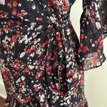 Lucy Paris NEW  Red/Black Floral Wrap w/ Side Tie & Ruffle Sleeve/Skirt Photo 4