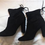 Boohoo black suede block heel ankle booties Photo 0