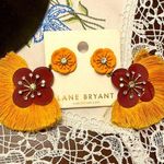 Lane Bryant Yellow and Brown Tassel Earrings with Floral Accents Photo 0