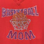 Basketball Mom Women's Shirt Medium Red Bling Rhinestone Cap Sleeve‎ Sports READ Photo 2