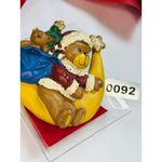 Vintage Christmas Bear Pin Brooch With Santa Hat & Moon Design Yellow Photo 1