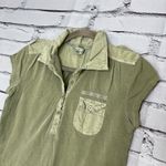 Old Navy Green Short Sleeve Tee Collared 1/4 Button Y2K 2000s Front Pocket SZ S Photo 5
