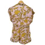 Love + Harmony Tropical Yellow Pink Short Sleeve Button Up Romper Tie Belt Small Photo 5